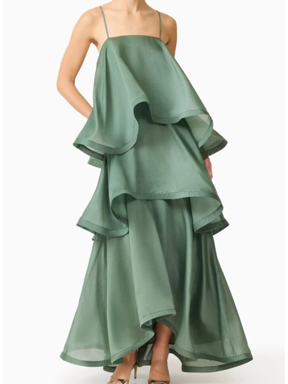 New Elliatt x Revolve Noemi Tilly tiered voile square neck flowy gown maxi dress - Picture 3 of 12